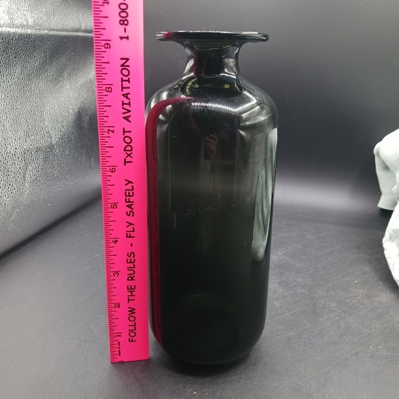 MCM GFC style Handblown Glass Vase Smoky Vintage Gothic Smokey Gray Blk - Picture 11 of 16